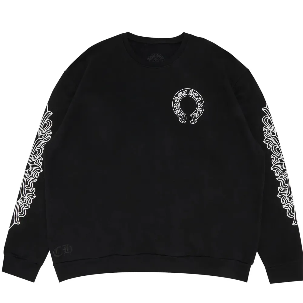 Chrome Hearts Horseshoe Floral Logo Crewneck Black ||Plus Online