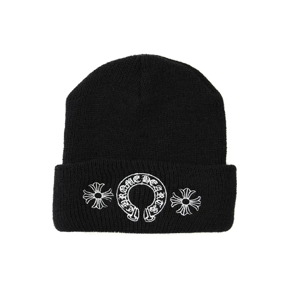 Chrome Hearts Horseshoe Wool Beanie Black ||Plus Outlet