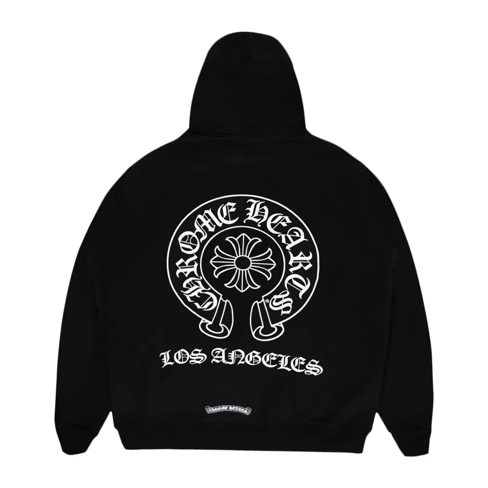 Chrome Hearts Los Angeles Horseshoe Thermal Zip Up Hoodie Black ||Plus Discount