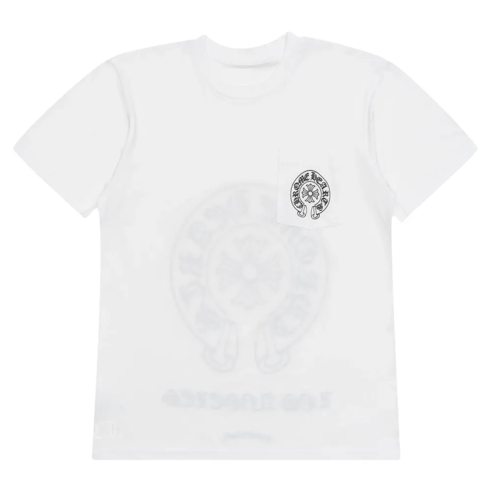 Chrome Hearts Los Angeles Horseshoe Pocket Tee White ||Plus Sale