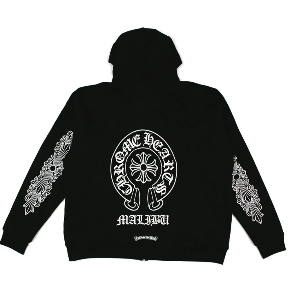 Chrome Hearts Malibu Floral Cross Thermal Zip Up Hoodie ||Plus Clearance