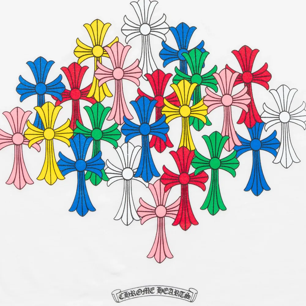 Chrome Hearts Multi Color Cross Scroll Tee White ||Plus Clearance