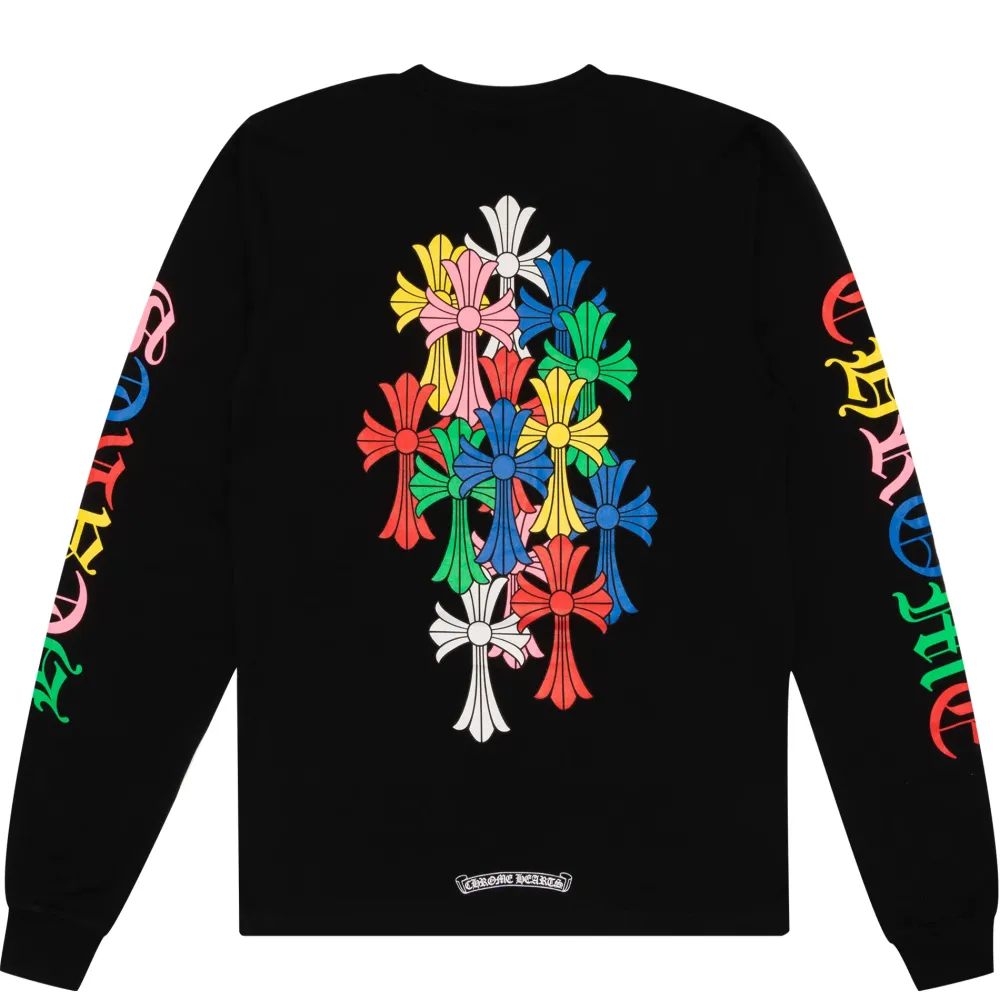 Chrome Hearts Multi Color Cross Cemetery L/S T-Shirt Black ||Plus Sale