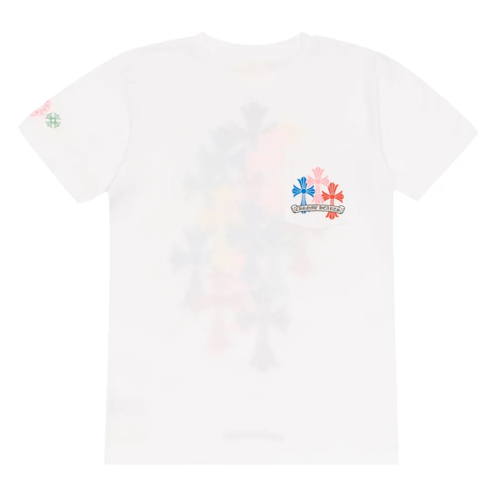 Chrome Hearts Multi Color Cross Cemetery T-Shirt White ||Plus Sale