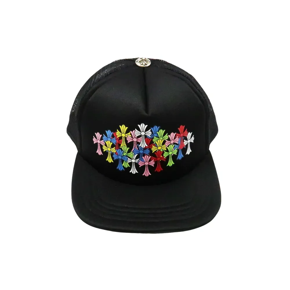Chrome Hearts Multi Color Cross Cemetery Trucker Hat Black|Plus New