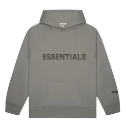 Fear of God Essentials Pullover Hoodie Applique Logo Gray Flannel/Char|PlusJ Outlet