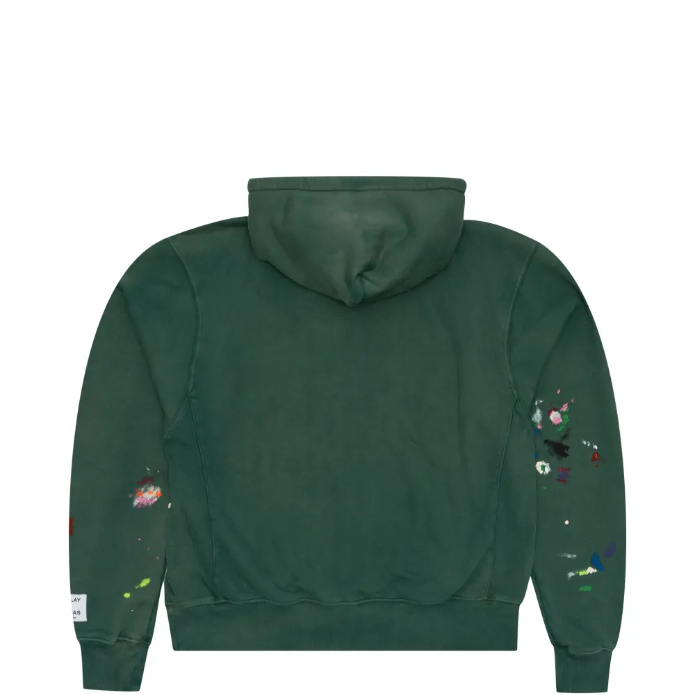 Gallery Dept. Center Logo Paint Splatter Hoodie Green ||Plus New