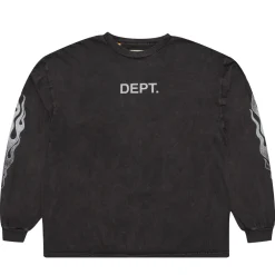 Gallery Dept. Flames L/S T-Shirt Washed Black ||Plus Clearance