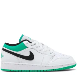 Jordan 1 Low White Lucky Green Tumbled Leather (GS) ||Plus Sale