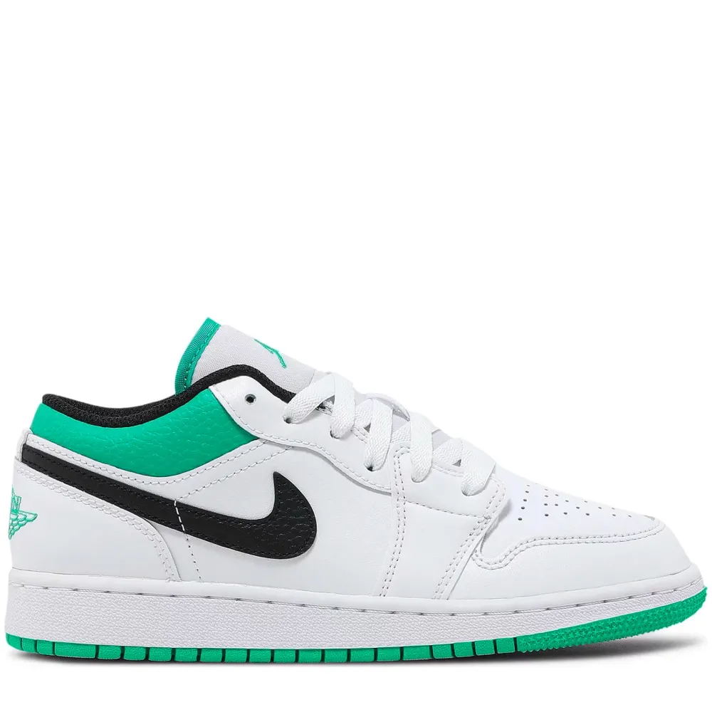 Jordan 1 Low White Lucky Green Tumbled Leather (GS) ||Plus Sale