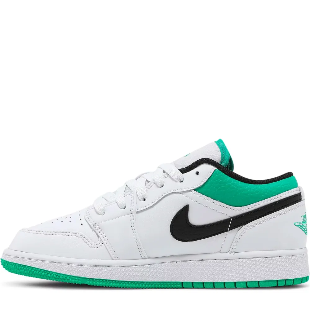 Jordan 1 Low White Lucky Green Tumbled Leather (GS) ||Plus Sale