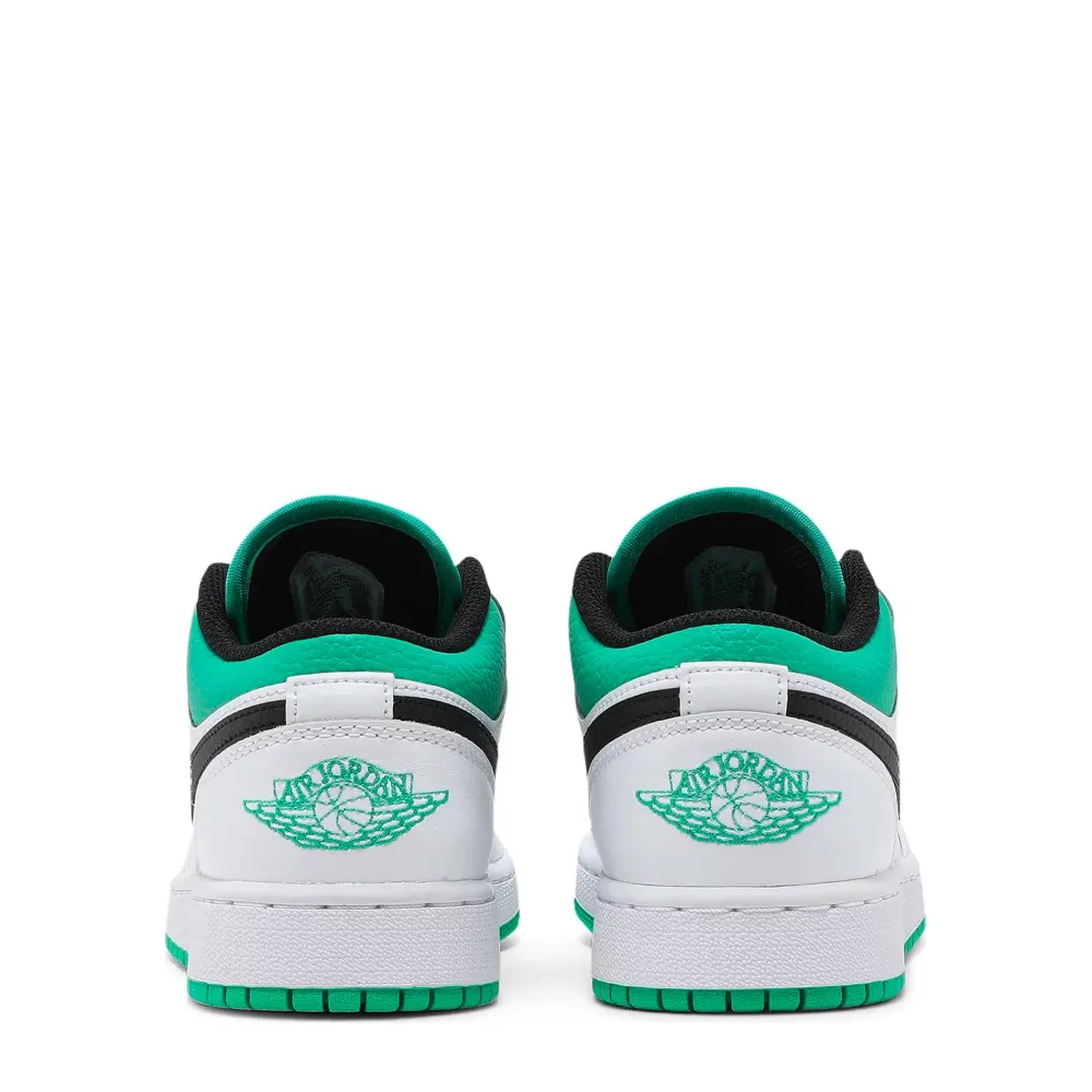 Jordan 1 Low White Lucky Green Tumbled Leather (GS) ||Plus Sale