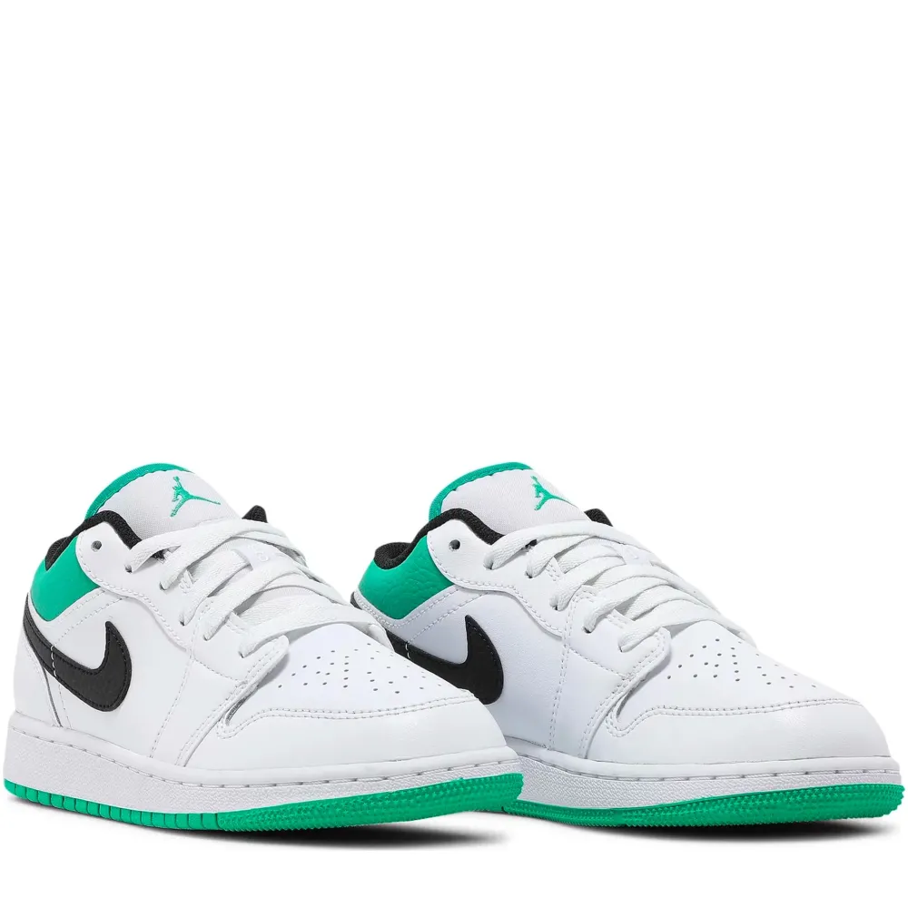 Jordan 1 Low White Lucky Green Tumbled Leather (GS) ||Plus Sale