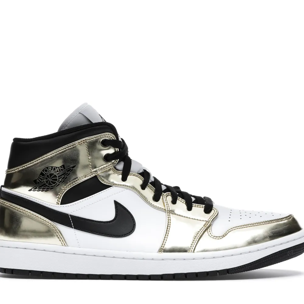 Jordan 1 Mid Metallic Gold Black White ||Plus Sale
