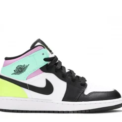 Jordan 1 Mid Pastel Black Toe (GS) ||Plus New