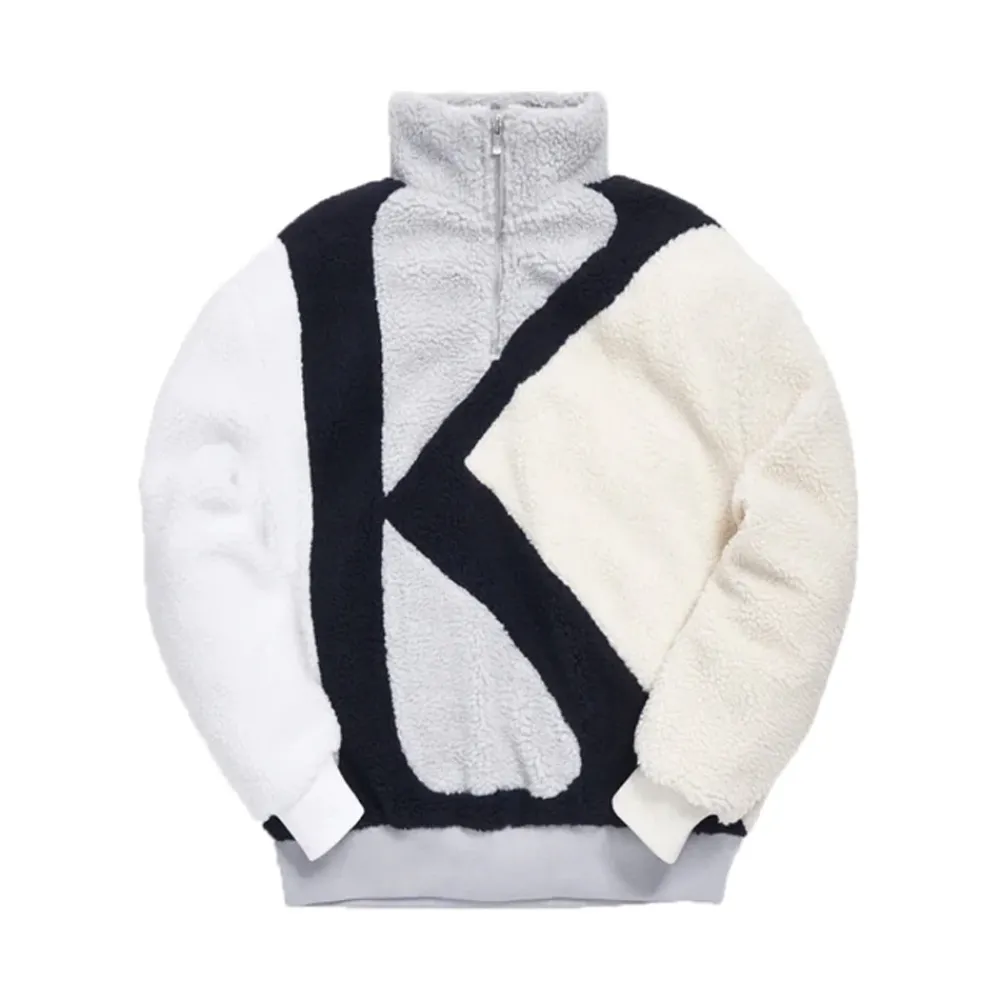 Kith Initial K Mock Sherpa Quarter-Zip Grey/Multi | PLUS|Plus5 Hot