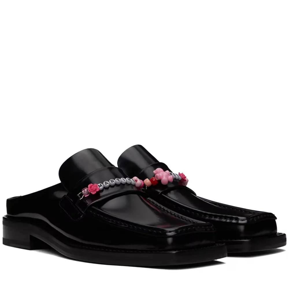Martine Rose Black Beaded Square Toe Loafers|PlusJ Fashion