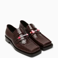 Martine Rose Brown crocodile-effect moccasin with beads | PLUS|PlusJ Discount
