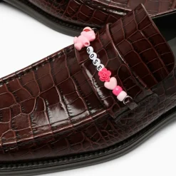 Martine Rose Brown crocodile-effect moccasin with beads | PLUS|PlusJ Discount