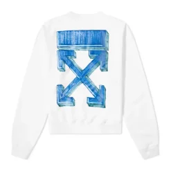 Off-White Marker Over Crewneck White/Blue ||Plus Hot
