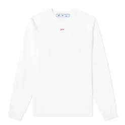 Off-White Stencil L/S Tee White/Red ||Plus Hot