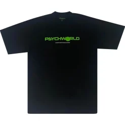 Psychworld Text Logo Tee Black/Green|Plus Fashion