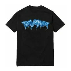 Revenge Blue Lightning Script Tee Black | PLUS|Plus2 Outlet