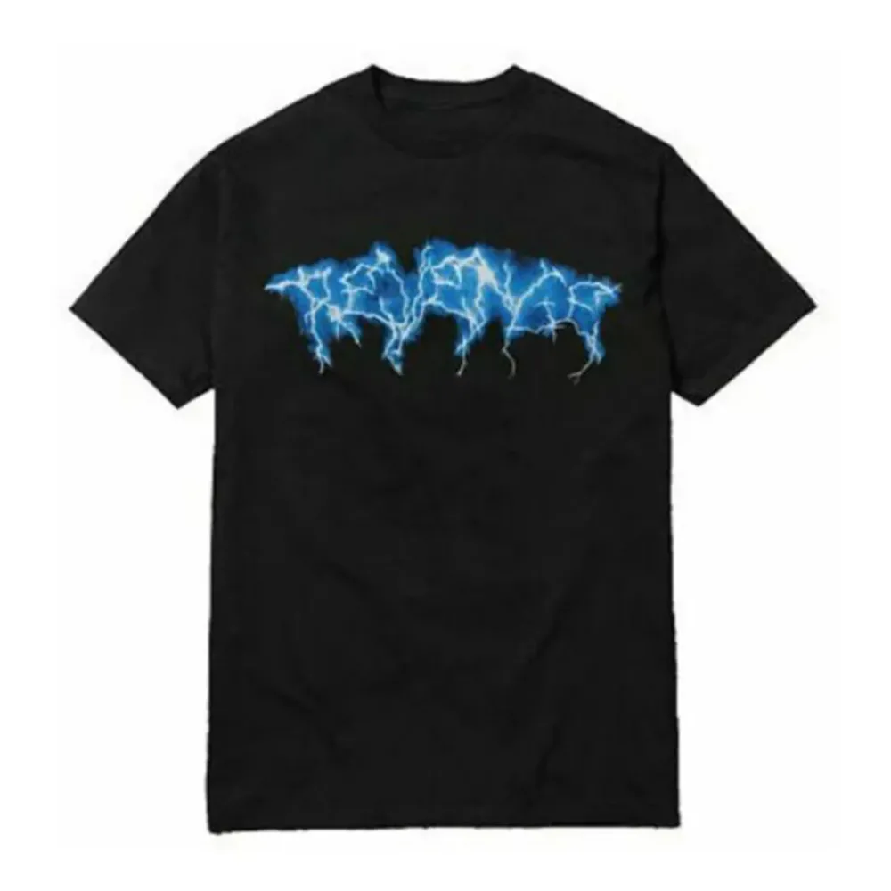 Revenge Blue Lightning Script Tee Black | PLUS|Plus2 Outlet
