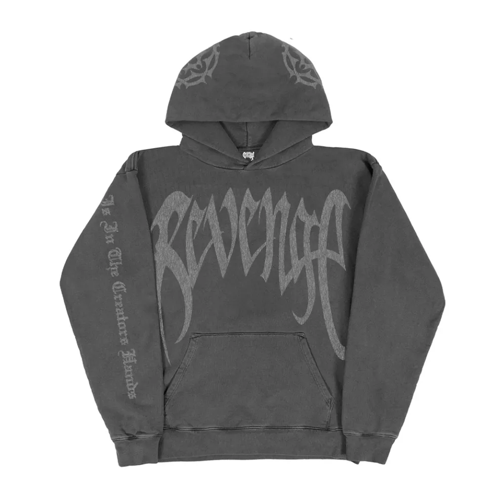 Revenge Distressed Hoodie Washed Black|Plus2 New