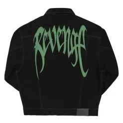 Revenge Embroidered Denim Jacket Black/Green|Plus Clearance