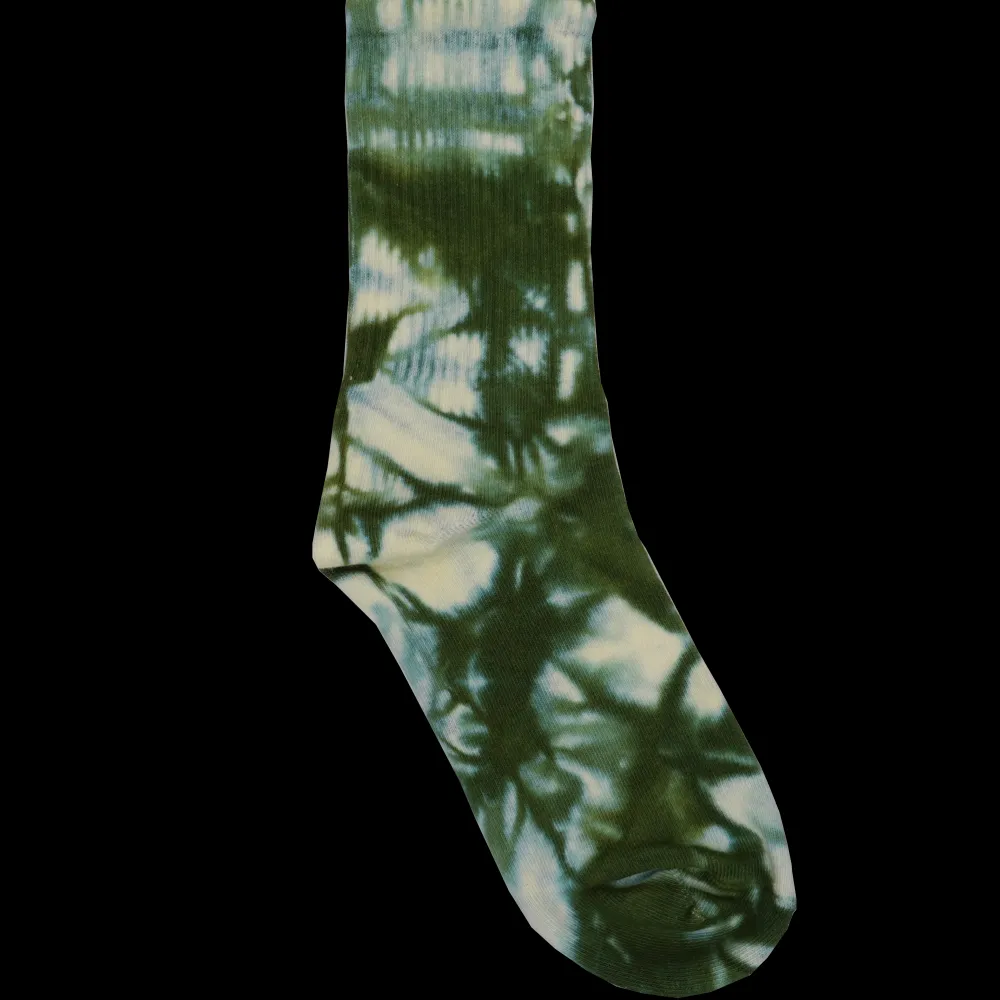 Tie Dye Crew Socks Dark Green | PLUS|Sole Best