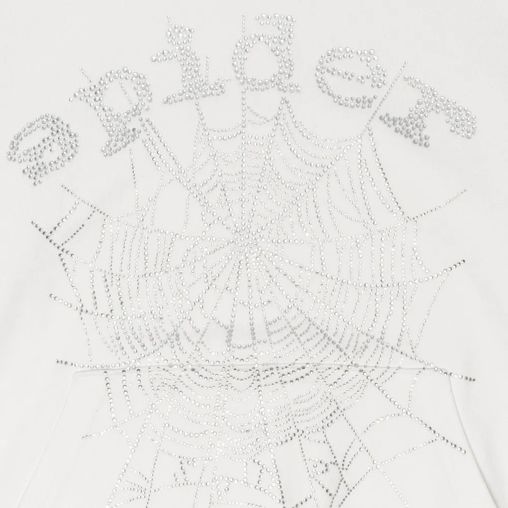 Spider Worldwide OG Rhinestone Logo Hoodie White ||Plus Outlet