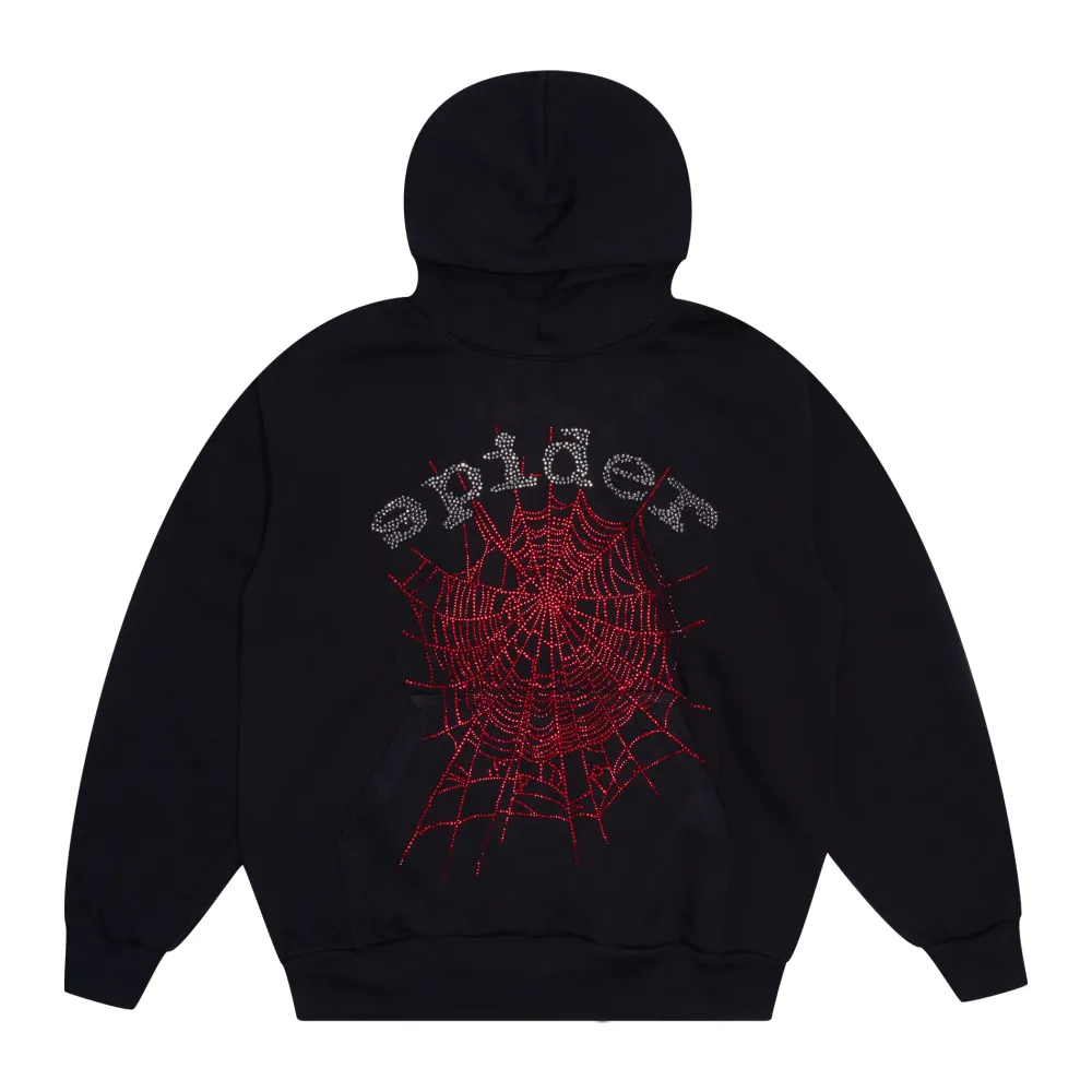 Spider Worldwide OG Rhinestone Logo Hoodie Black ||Plus New