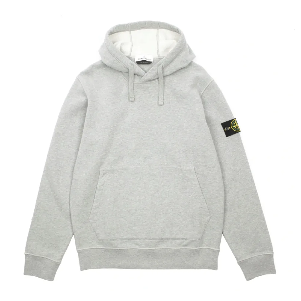Stone Island Brushed Cotton Fleece Hooded Sweatshirt Dust Melange ||Plus New