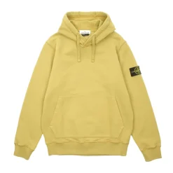 Stone Island Brushed Cotton Fleece Hooded Sweatshirt Dark Beige ||Plus Discount