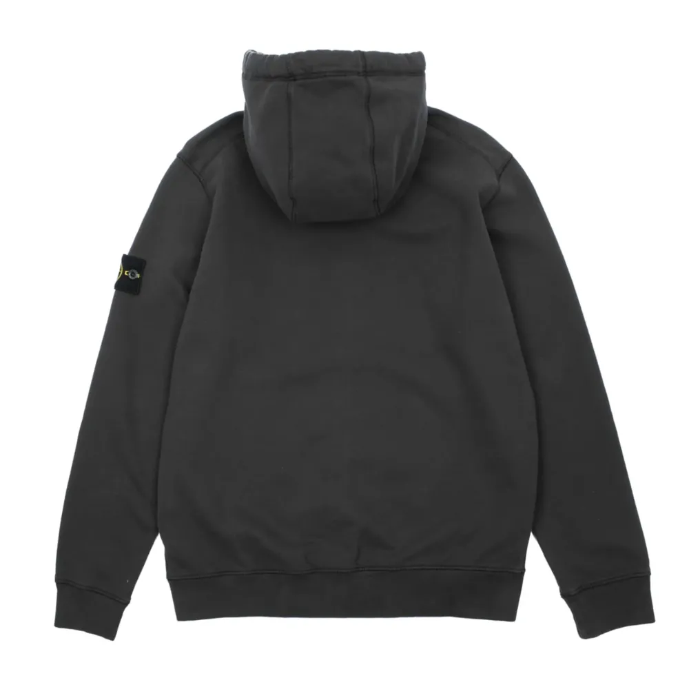 Stone Island Brushed Cotton Fleece Zippered Hooded Sweatshirt Steel|Plus Hot