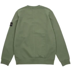 Stone Island Brushed Cotton Fleece Crewneck Pocket Sweatshirt Sage|Plus Discount
