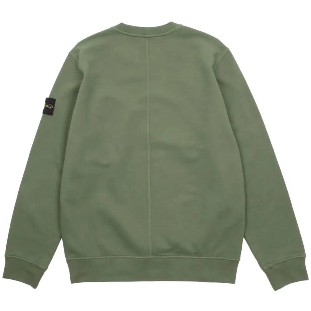 Stone Island Brushed Cotton Fleece Crewneck Pocket Sweatshirt Sage|Plus Discount