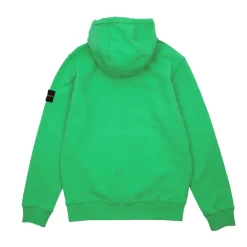 Stone Island Brushed Cotton Fleece Hooded Sweatshirt Green ||Plus Discount