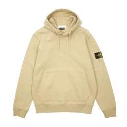 Stone Island Brushed Cotton Fleece Hooded Sweatshirt Ecru ||Plus Fashion