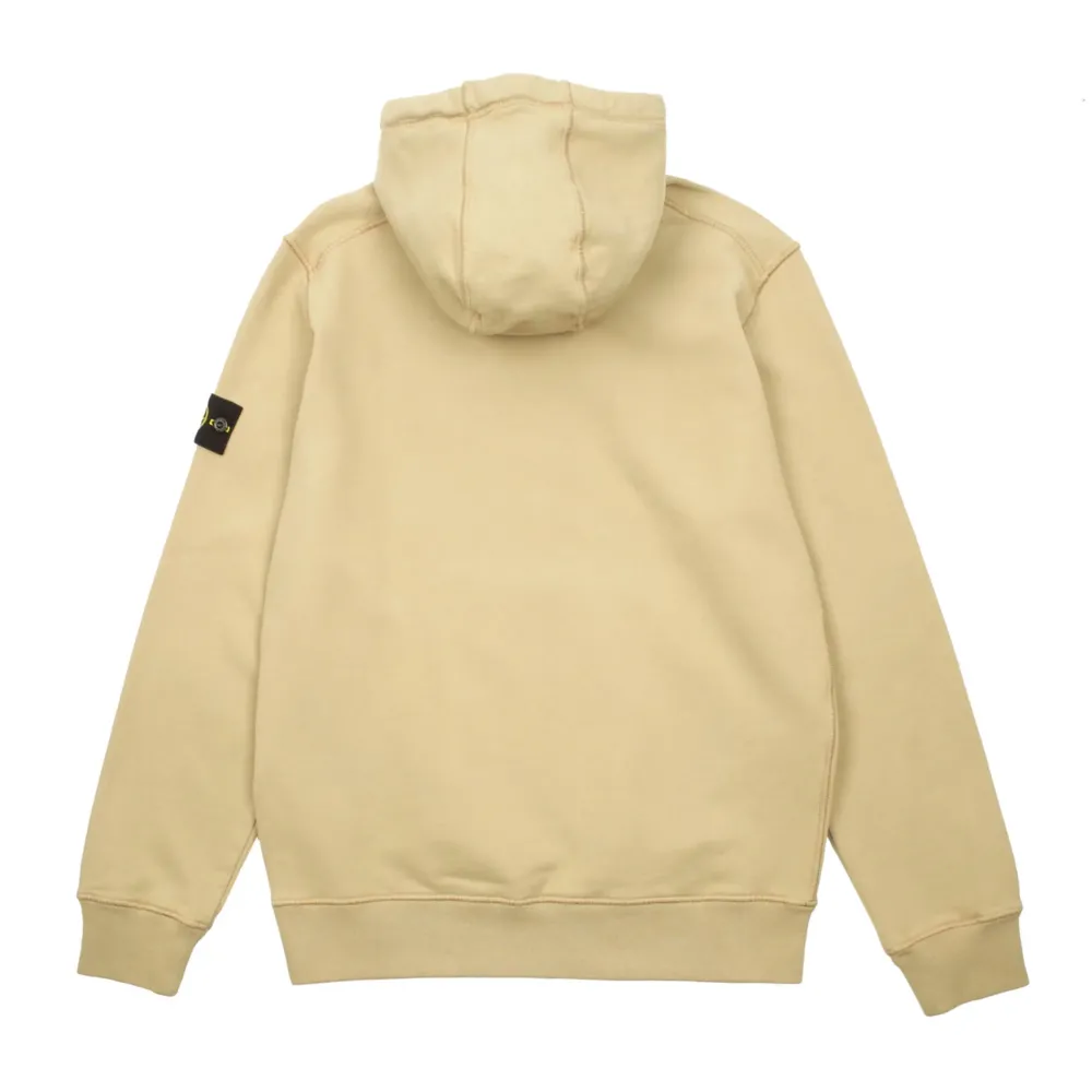 Stone Island Brushed Cotton Fleece Hooded Sweatshirt Ecru ||Plus Fashion