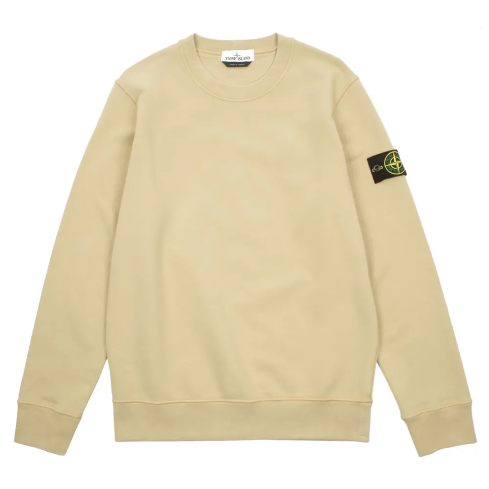 Stone Island Brushed Cotton Fleece Crewneck Sweatshirt Ecru ||Plus Hot