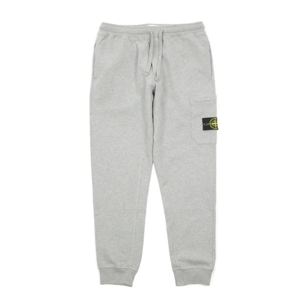Stone Island Brushed Cotton Fleece Cargo Sweatpants Dust Melange ||Plus New