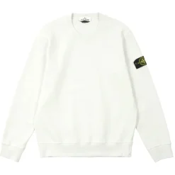 Stone Island Cotton Fleece Crewneck Sweatshirt Ice ||Plus Online