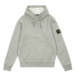 Stone Island Cotton Fleece Hooded Sweatshirt Dust Melange ||Plus Fashion