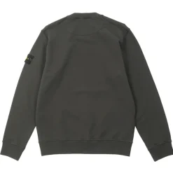 Stone Island Cotton Fleece Crewneck Sweatshirt Charcoal ||Plus Outlet