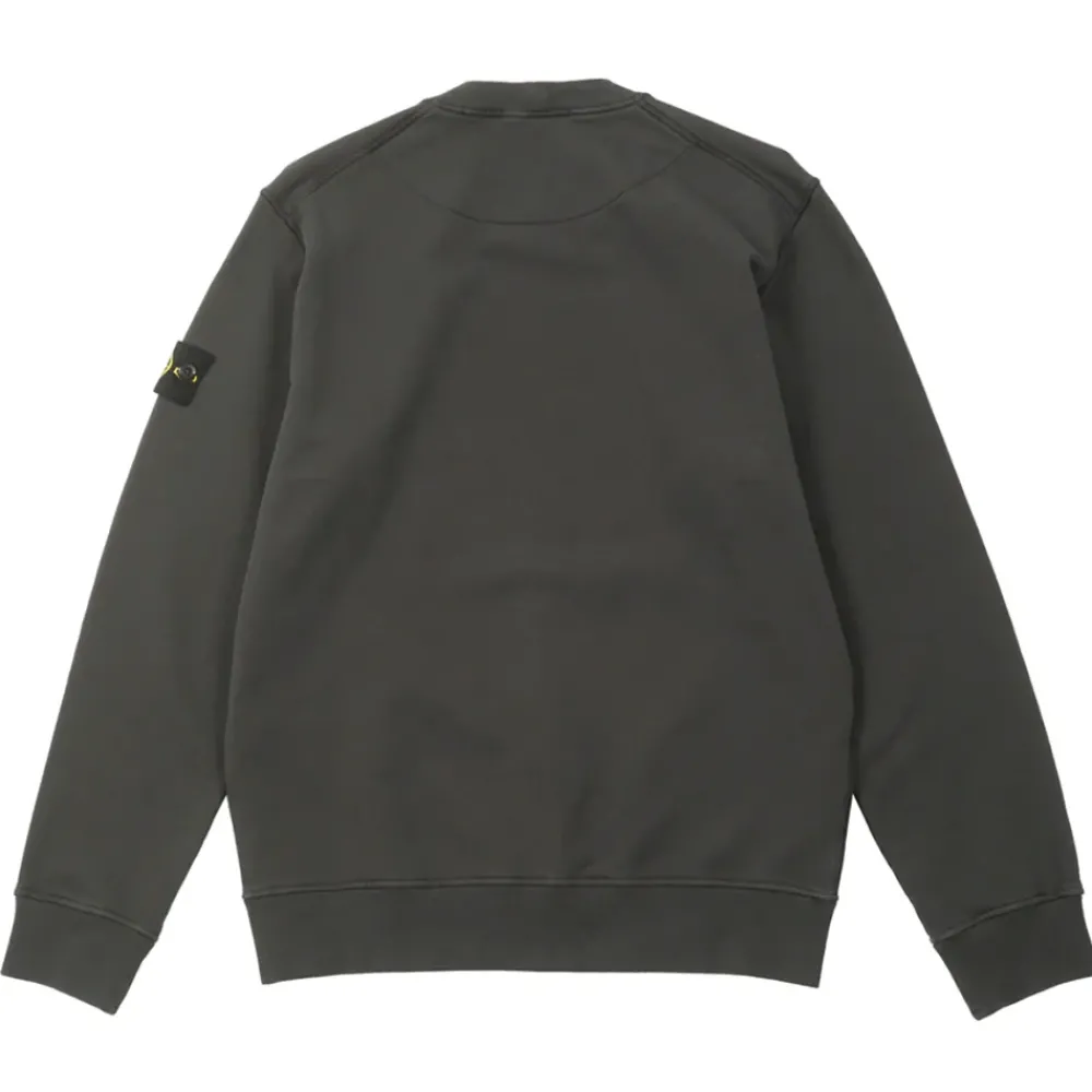Stone Island Cotton Fleece Crewneck Sweatshirt Charcoal ||Plus Outlet