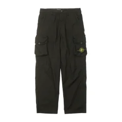 Stone Island Stretch Cotton Tela Paracadute Bellows Cargo Pant Black ||Plus Outlet