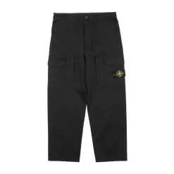 Stone Island Stretch Cotton Wool Satin Cargo Pants Black ||Plus Discount