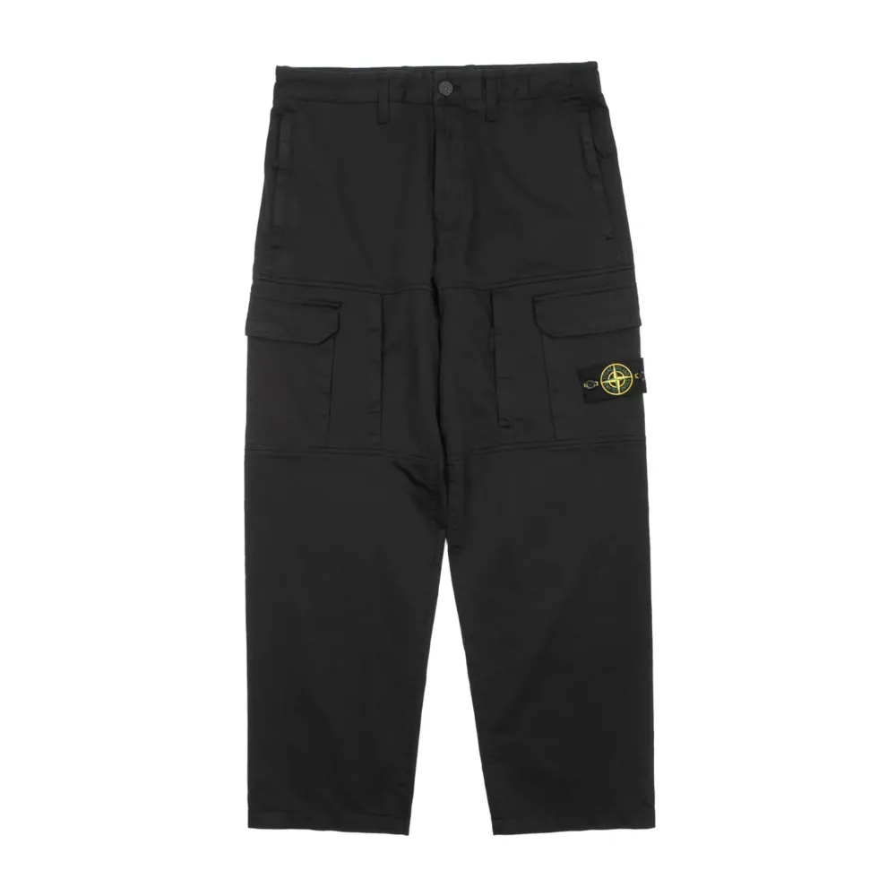 Stone Island Stretch Cotton Wool Satin Cargo Pants Black ||Plus Discount